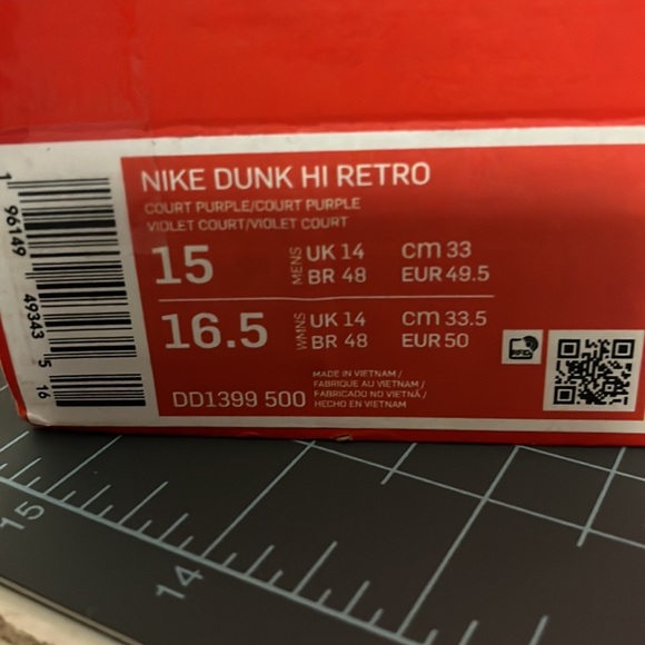 Nike Dunk Hi Retro sZ 15 Laker scheme inspired BRAND NEW NEVER WORN Box NO LID - Picture 4 of 14